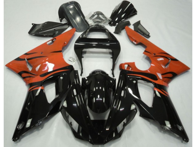 00-01 Schwarz Flamme & Orange R1 Motorrad Verkleidung 00-01 Schwarz Flamme & Orange R1 Motorrad Verkleidung