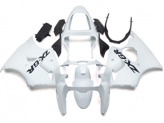 00-02 Schlichter Glanz-Weiß Mit Logo ZX6R Motorrad Verkleidung 00-02 Schlichter Glanz-Weiß Mit Logo ZX6R Motorrad Verkleidung