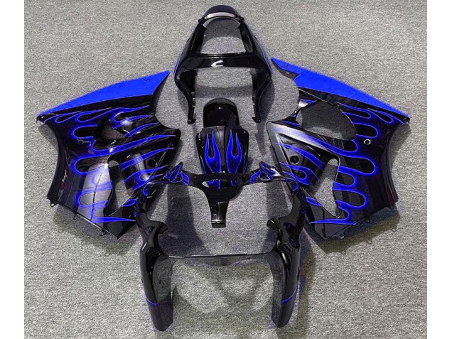 00-02 Schwarz Glänzend & Blau Flame ZX6R Motorrad Verkleidung 00-02 Schwarz Glänzend & Blau Flame ZX6R Motorrad Verkleidung