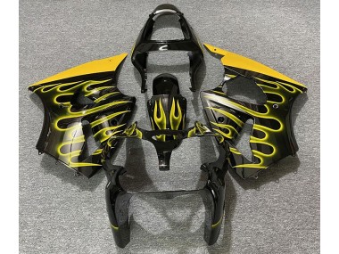 00-02 Schwarz Glänzend & Gelb Flame ZX6R Motorrad Verkleidung