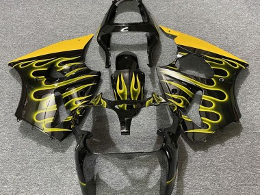 00-02 Schwarz Glänzend & Gelb Flame ZX6R Motorrad Verkleidung