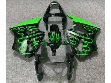 00-02 Schwarz Glänzend & Grün Flame ZX6R Motorrad Verkleidung