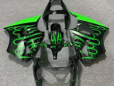 00-02 Schwarz Glänzend & Grün Flame ZX6R Motorrad Verkleidung