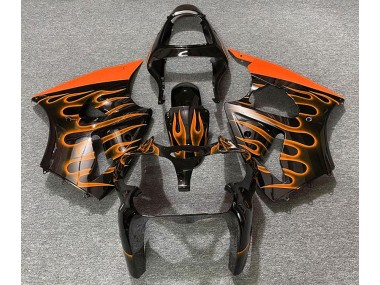 00-02 Schwarz Glänzend & Orange Flame ZX6R Motorrad Verkleidung