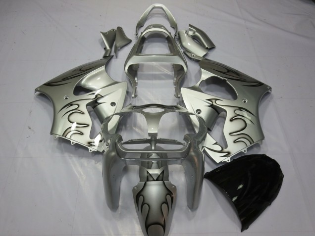 00-02 Silber Flamme ZX6R Motorrad Verkleidung 00-02 Silber Flamme ZX6R Motorrad Verkleidung