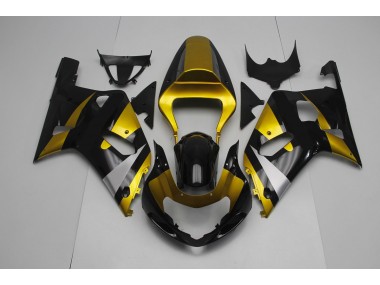01-03 Glänzendes Schwarz & Gold GSXR 600-750 Motorrad Verkleidung