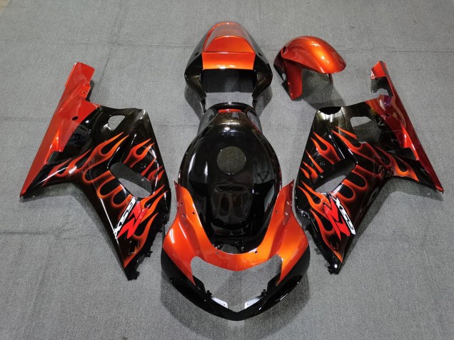 01-03 Schwarz Glänzend & Orange GSXR 600-750 Motorrad Verkleidung