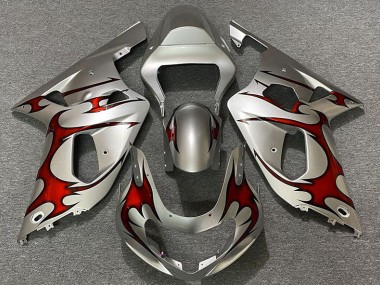 01-03 Silber Glänzend & Rot GSXR 600-750 Motorrad Verkleidung