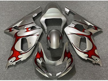 01-03 Silber Glänzend & Rot GSXR 600-750 Motorrad Verkleidung
