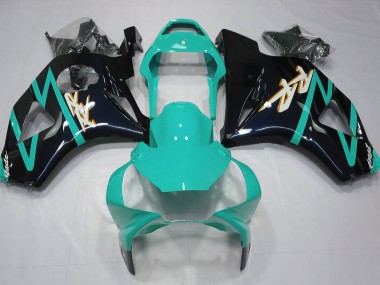 02-03 Glänzendes Schwarz & Cyan CBR954RR Motorrad Verkleidung