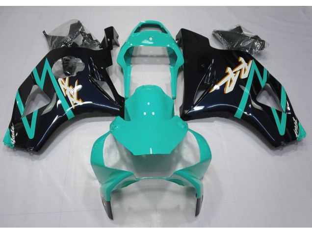 02-03 Glänzendes Schwarz & Cyan CBR954RR Motorrad Verkleidung