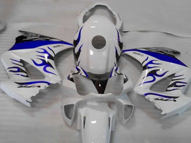 02-12 Weiß Blau Flamme VFR800 Motorrad Verkleidung