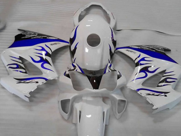 02-12 Weiß Blau Flamme VFR800 Motorrad Verkleidung