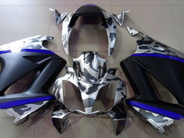 02-12 Grau Tarnung & Blau VFR800 Motorrad Verkleidung