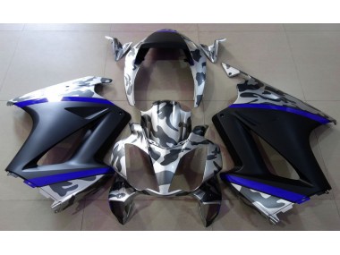 02-12 Grau Tarnung & Blau VFR800 Motorrad Verkleidung