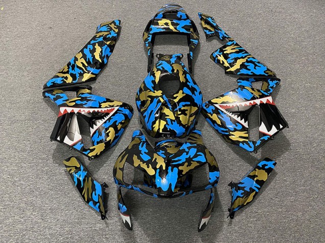 03-04 Blau & Gold Camo CBR600RR Motorrad Verkleidung 03-04 Blau & Gold Camo CBR600RR Motorrad Verkleidung