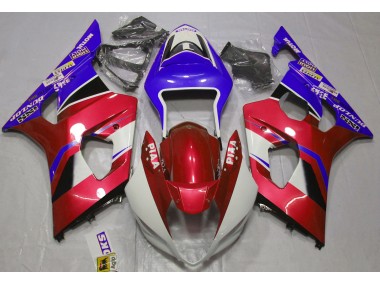 03-04 Glänzend Candy Red & Blau GSXR 1000 Motorrad Verkleidung