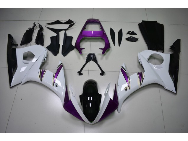 03-04 Glänzend Weiß & Lila Akzente R6 Motorrad Verkleidung 03-04 Glänzend Weiß & Lila Akzente R6 Motorrad Verkleidung