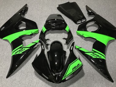 03-04 Glänzendes Schwarz & Grün R6 Motorrad Verkleidung