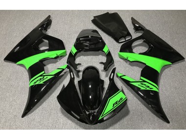 03-04 Glänzendes Schwarz & Grün R6 Motorrad Verkleidung