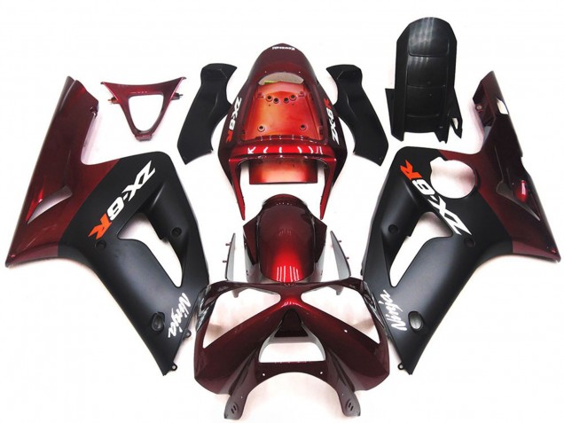 03-04 Matt Schwarz & Kastanienbraun ZX6R Motorrad Verkleidung