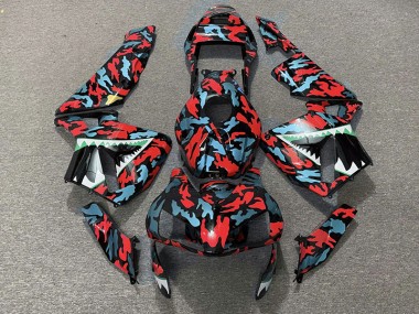 03-04 Rot & Blau Tarnung CBR600RR Motorrad Verkleidung