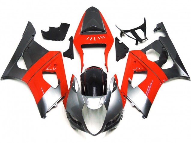 03-04 Schlichte Rot & Silbernes Design GSXR 1000 Motorrad Verkleidung 03-04 Schlichte Rot & Silbernes Design GSXR 1000 Motorrad Verkleidung
