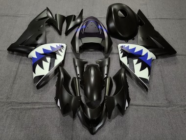 04-05 Matt Schwarzer & Tiefes Blauer Hai ZX10R Motorrad Verkleidung
