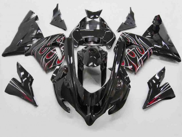 04-05 Rot Schwarz Flamme ZX10R Motorrad Verkleidung 04-05 Rot Schwarz Flamme ZX10R Motorrad Verkleidung