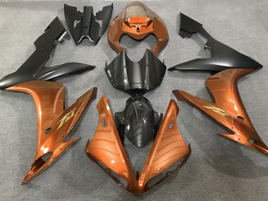 04-06 Orange Glänzend & Kohlefaser Stil R1 Motorrad Verkleidung