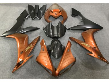 04-06 Orange Glänzend & Kohlefaser Stil R1 Motorrad Verkleidung