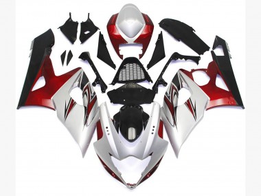 05-06 Glänzend Weiß Mit Silbernen Akzenten & Bronze GSXR 1000 Motorrad Verkleidung