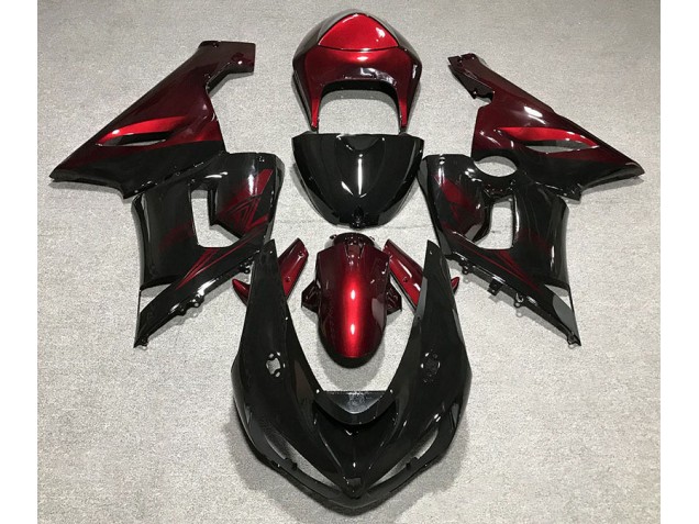 05-06 Glänzend Schwarz & Rot ZX6R Motorrad Verkleidung 05-06 Glänzend Schwarz & Rot ZX6R Motorrad Verkleidung