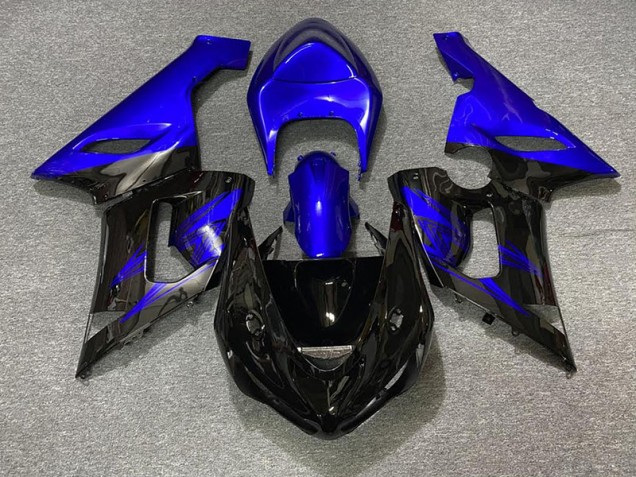 05-06 Glänzendes Schwarz & Blau ZX6R Motorrad Verkleidung 05-06 Glänzendes Schwarz & Blau ZX6R Motorrad Verkleidung