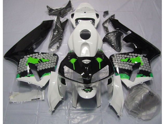 05-06 Grüne Spritzer Auf Glänzendem Schwarz CBR600RR Motorrad Verkleidung