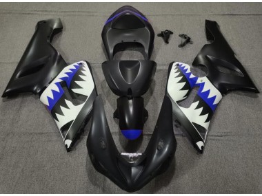 05-06 Matt Schwarzer & Blauer Hai ZX6R Motorrad Verkleidung