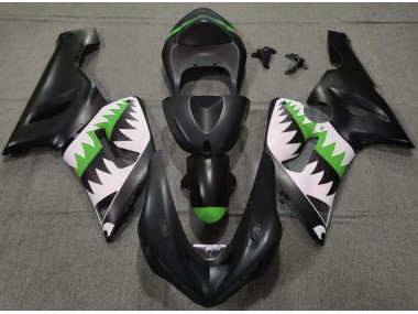 05-06 Matt Schwarzer & Grüner Hai ZX6R Motorrad Verkleidung