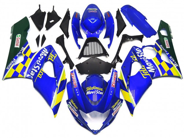 05-06 Movistar Blau & Gelb Kariert GSXR 1000 Motorrad Verkleidung 05-06 Movistar Blau & Gelb Kariert GSXR 1000 Motorrad Verkleidung