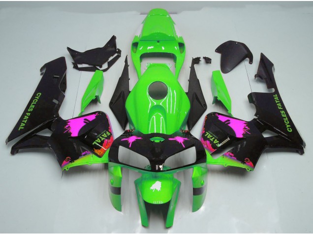 05-06 Rosa Splatter Auf Grün CBR600RR Motorrad Verkleidung 05-06 Rosa Splatter Auf Grün CBR600RR Motorrad Verkleidung