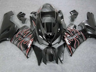 05-06 Rot Schwarz Flamme ZX6R Motorrad Verkleidung