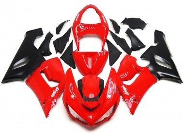 05-06 Schlichte Glanz Rot Weiße Aufkleber ZX6R Motorrad Verkleidung