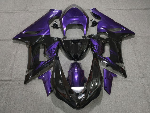 05-06 Schwarz Glänzend & Lila ZX6R Motorrad Verkleidung 05-06 Schwarz Glänzend & Lila ZX6R Motorrad Verkleidung