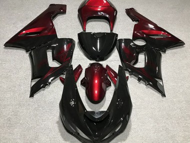 05-06 Schwarz Glänzend & Tiefrot ZX6R Motorrad Verkleidung