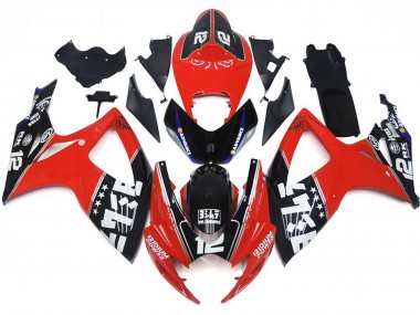 06-07 Benutzerdefiniert Rot & Schwarz Logos GSXR 600-750 Motorrad Verkleidung