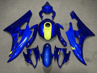 06-07 Logos In Glänzendem Blau & Warngelb R6 Motorrad Verkleidung