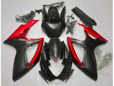 06-07 Matt Schwarz & Rot GSXR 600-750 Motorrad Verkleidung