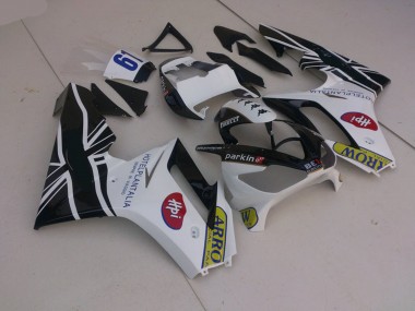 06-08 Weiß & Schwarz Mit Flagge Daytona 675 Motorrad Verkleidung