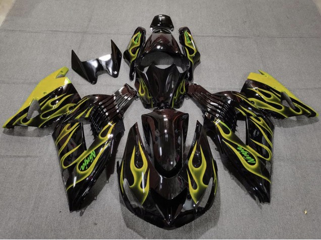 06-11 Gelb Flamme ZX14R Motorrad Verkleidung