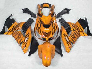06-11 Gelb Schwarz Flamme ZX14R Motorrad Verkleidung