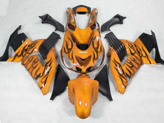 06-11 Gelb Schwarz Flamme ZX14R Motorrad Verkleidung
